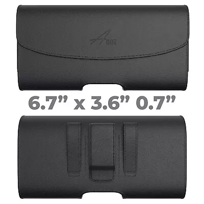 AGOZ 6.7  X 3.6  X 0.7  Horizontal Leather Cell Phone Case Belt Clip Holster • $12.89