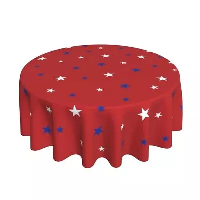 4th Of July Tablecloth 60 Inch Round Patriotic Red Blue Star Tablecloths Wash... • $26.53