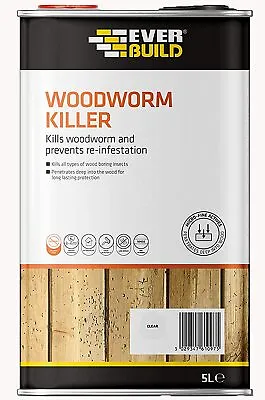 £23.36 • Buy Everbuild Woodworm Insect Killer Wood Treatment Low Odour & Solvent 5 Litre