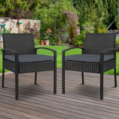 $176.50 • Buy Set Of 2 Outdoor Dining Chairs Wicker Patio Garden Furniture Lounge Setting