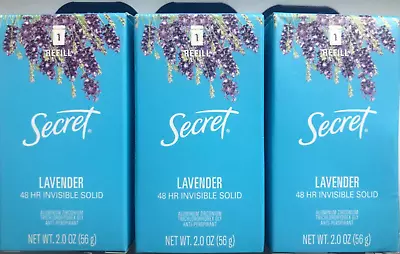 £13.98 • Buy 3 PACK! Secret Invisible Solid Antiperspirant Deodorant  REFILL Lavender Scent