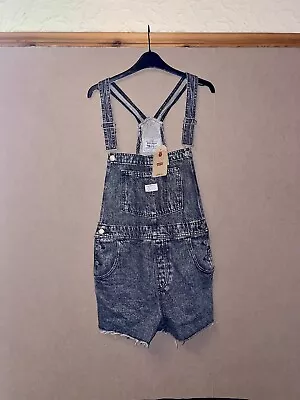 Brand New With Tags BNWT Medium Black Wash Vintage Levi’s Short Denim Dungarees • £50