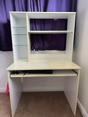 Desk Hutch (add On Unit) White Melanine With Adjustable  Glass Shelves • £10.50