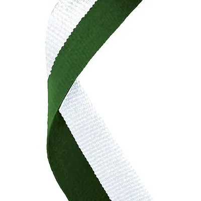 10 X Quality Green And White Medal Ribbons Lanyards With Gold Clips 22mm Wide • £6.95