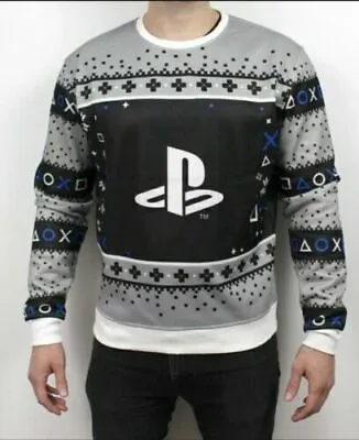 $20 • Buy PlayStation Christmas Ugly Holiday Sweater NWT S M XL Black Gray PS5