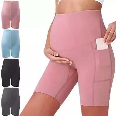 Women Maternity Belly Support Biker Shorts Athletic Stretch Shorts Size S/M/L/XL • $10.69