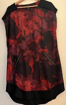 MOSSIMO Black Red Shift Dress Zipper Pockets Size M • $6