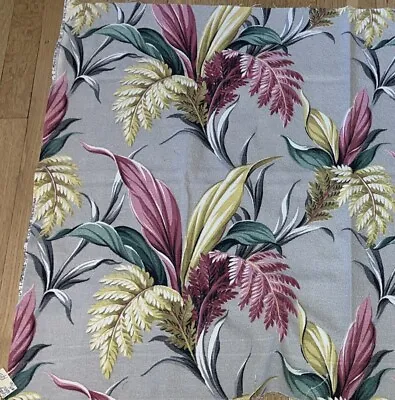 ART DECO Tropical Hawaiian Floral Spray Barkcloth Colorama Vintage Fabric 44x30 • $35