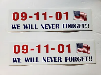 9-11 NEVER FORGET USA FLAG  STICKER CARTRUCK VAN WALL DECAL (2x) • $6.95