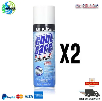 2 X Andis Cool Care Plus Spray For Clipper Blades - 5 In 1 Formula • £21.99