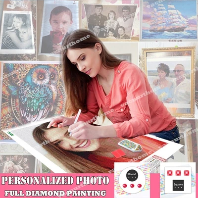£8.79 • Buy Personalized Full Diamond Painting Kit Custom YOURS PHOTO DIY Art Decor Gift UK