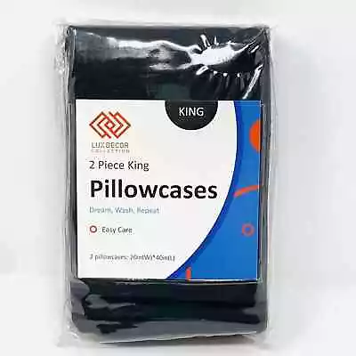 Black Pillowcase King Size Pillow Covers Brushed Microfiber 2 Pack • $12.81