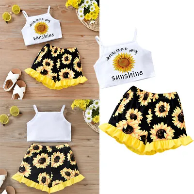 Toddler Baby Girl Clothes Sunflower Printed Tank Tops Shorts Outfits 2pcs Set • $24.19