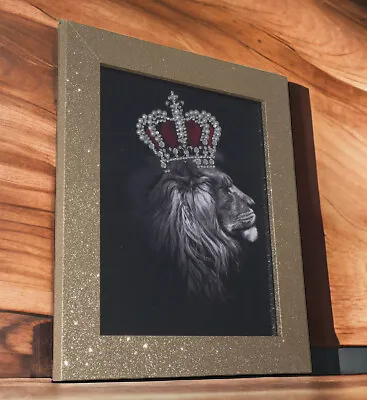 3D Bling Effect King And Queen X 2 Pictures  Diamonte  In Gold Glitter Frames • £24.99