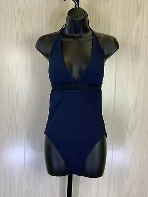 J.Crew Pique Halter Tank One Piece Swimsuit Women's 4 Navy NEW MSRP $98 • $19.99