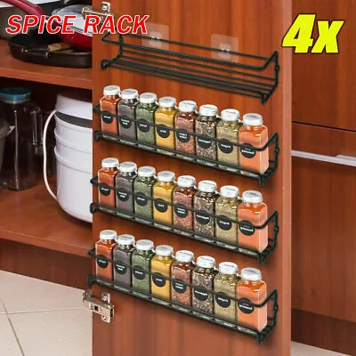 Spice Rack Organizer Wall Mounted 4Tier Stackable Hanging Spice Jar Storage Rack • $16.99