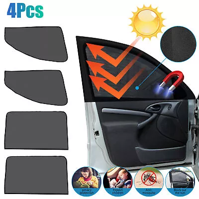 4x Magnetic Car Side Window Sun Shade Cover Visor Mesh Shield UV Block Protector • $10.48