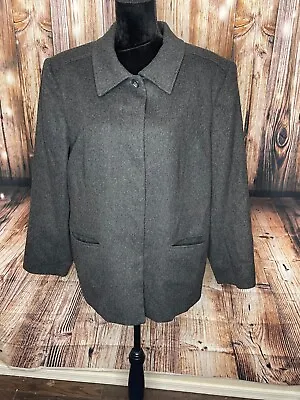 L.L. Bean Vintage Cashmere Wool Blazer Jacket Dark Gray Winter Overcoat Size 18P • $45