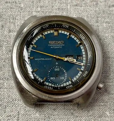 Seiko 6139-7002 Watch Chronograph Automatic Vintage Men's 17 Jewels Blue Dial • $180