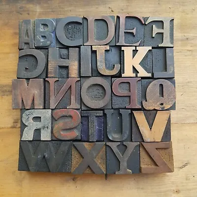 £62 • Buy Vintage Letterpress Wooden Printing Blocks Type 34mm High. Full Alphabet.