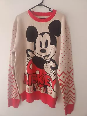 Disney Christmas Jumper LARGE To XL Unisex Mickey Mouse Long Sleeve Mens Womens • $40.50