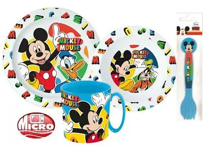 Mickey Mouse Childrens Toddlers  5 Pc Dinner Breakfast Set Plate Bowl Mug New • £11.49