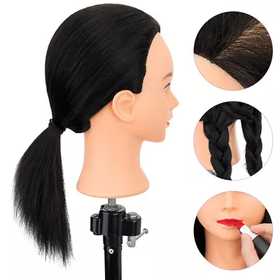 Real Human Hair Mannequin Head Hairdresser Mannequin Manikin Training With Stand • $43.65