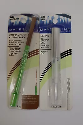 2 New Maybelline Define - A - Brow Eyebrow Pencil Eye 644 Light Brown/ Gel 500 • $19.95
