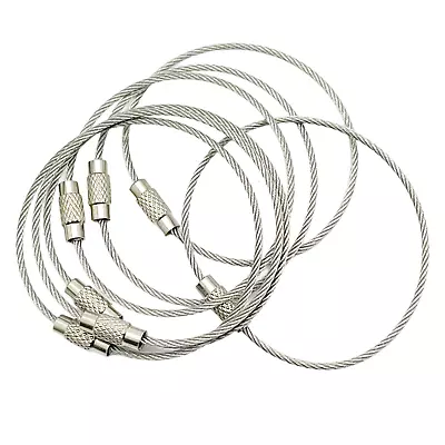 £1.99 • Buy  Stainless Steel Screw Locking Wire Keychain Cable Keyrings Key Holders