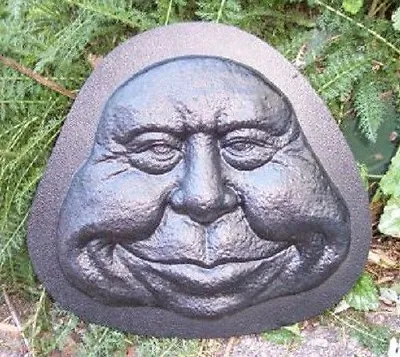 Funny Face Mold Cement Plaster Casting Garden Close Mouth Mould 10  X 9  X 3/4 • $29.95