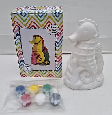 Paint Your Own Seahorse Ceramic Money Box Piggy Bank Gift - Brand New • £7.99