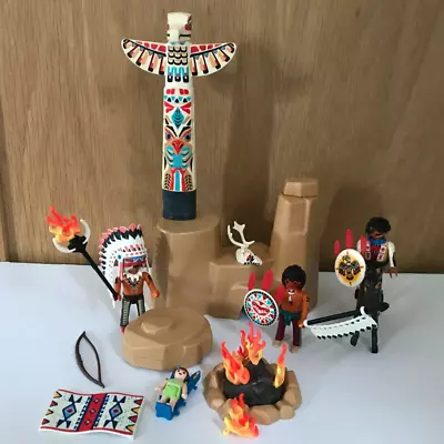 Playmobil Totem Pole Indians Figures Horse Fire Pit Carpet Baby Native American • £17.95