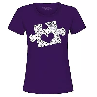 Heart Puzzle Piece Women's T-Shirt Autism Awareness Advocate Accept Shirts • $25.55