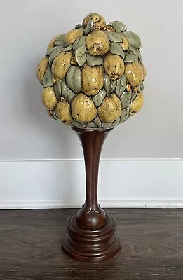 Vintage MCM Italian Majolica Lemon Topiary Ceramic Tree Centerpiece 21” Tall • $199.99