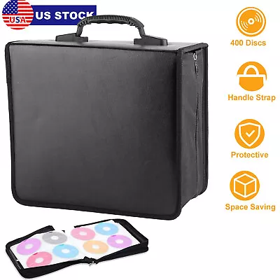 $25.99 • Buy 400 Disc CD DVD Organizer Holder Storage Case Binder Book Carrying Bag Sleeves