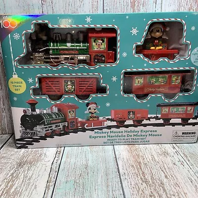 Disney 100 Mickey Mouse Christmas Express Train Set 12pc Battery Powered 2023 • $29.89