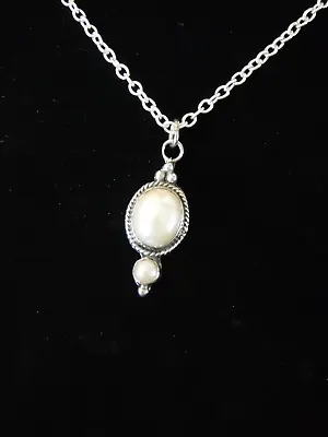 $170 • Buy Georg Jensen Cabochon Mother Of Pearl And Pearl Pendant, Silver With New Chain