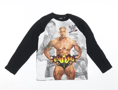 £5 • Buy WORLD WRESTLING Boys Black  Cotton Basic T-Shirt Size 10 Years Round Neck  - Wre