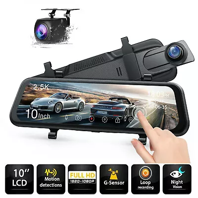 TOGUARD 10  Full Touch Screen Dash Cam Front Rear View Mirror FHD Car Recorder • $135.99