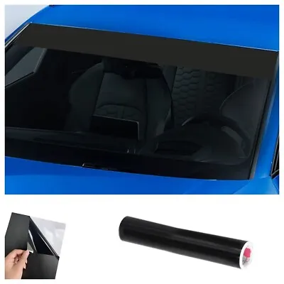 Car Sun Visor Strip Tint Film Front Windshield UV Shade Banner Matte Black • $14.99