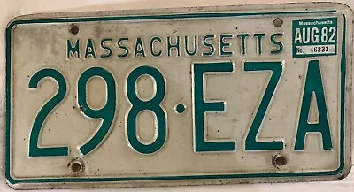 Massachusetts Vintage 1982 License Plate 298 EZA Mass August MA • $15.99