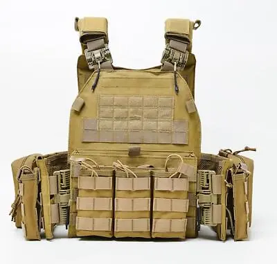 Tactical Holder Plate Gear Sets Airsoft Combat Assault Military Molle Vest Mag • £103.08
