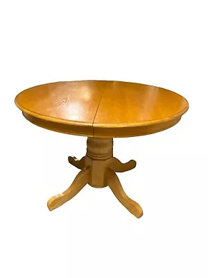 Solid Oak Single 42  Round  Pedestal Dining Table Natural Color • $174.79