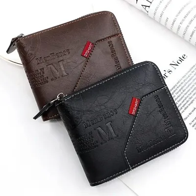 Men's Zipper RFID Blocking Zip-Around ID Bifold Wallet • $8.99