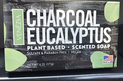 2 Pks VENEZIA Charcoal Eucalyptus Vegan Plant Based Scented Soap Bath Bars USA • $15.10
