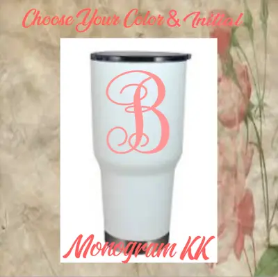 Monogram Vinyl Decal Sticker For Tumblers Cups Travel Mugs • $2.49