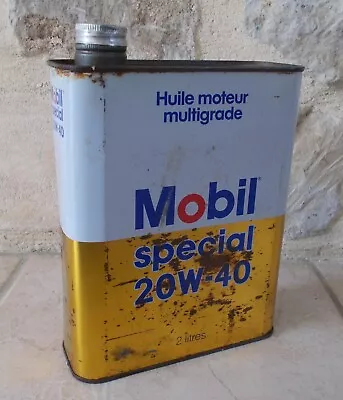 Antique MOBIL SPECIAL 20W40 Oil Can Auto Old Vintage France French Petroleum #2 • $31.68