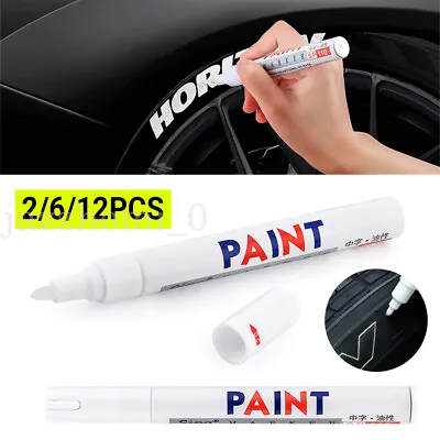 2/4/6/12pcs White Paint Pen Marker Car Tyre Tire Metal Permanent Pens Universal • £2.60