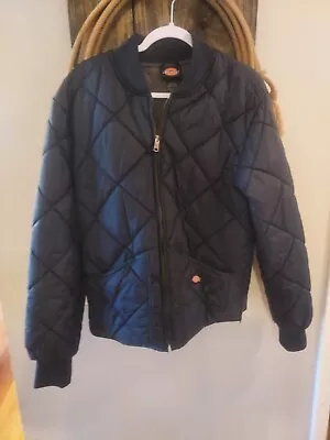 Dickies Jacket Mens MEDIUM Blue Diamond Quilted Puffer Bomber Jacket • $50