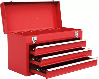 Portable Steel Tool Box 20.5  Toolbox W/ 3 Drawers & Top Storage Tray • $57.99